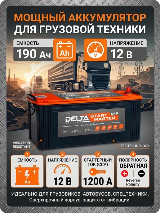 Delta 190 А·ч обратная