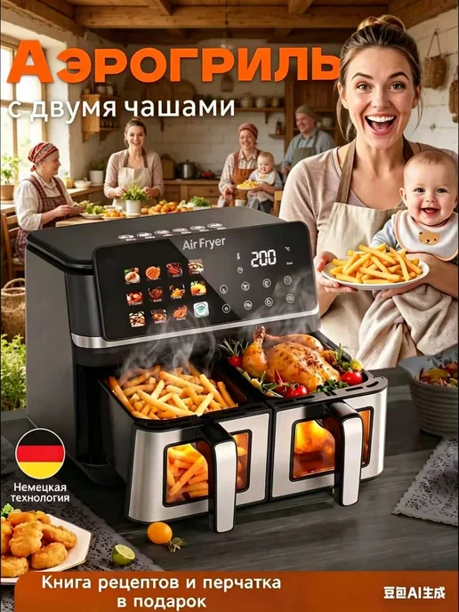 Voochi Аэрогриль электрический две чаши 10